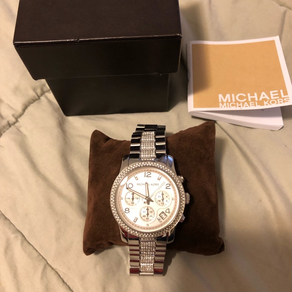 Michael Kors Silver watch with Rhinestones